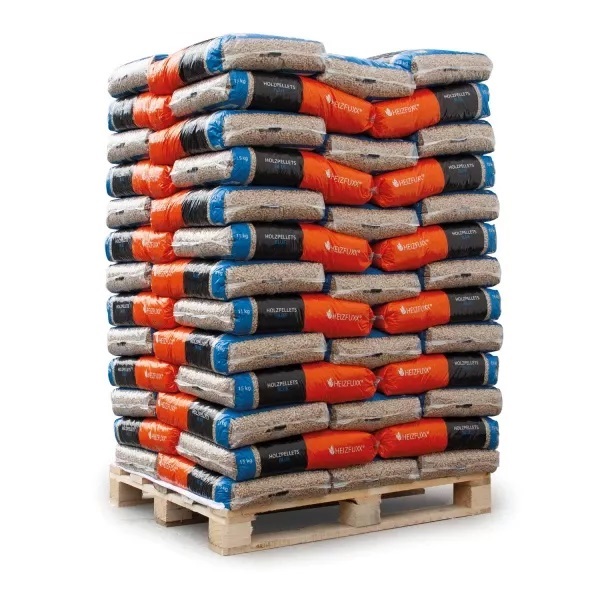 Pellets de madera azul ENplus A1, 15 kg x 65 sacos, palets de 975 kg