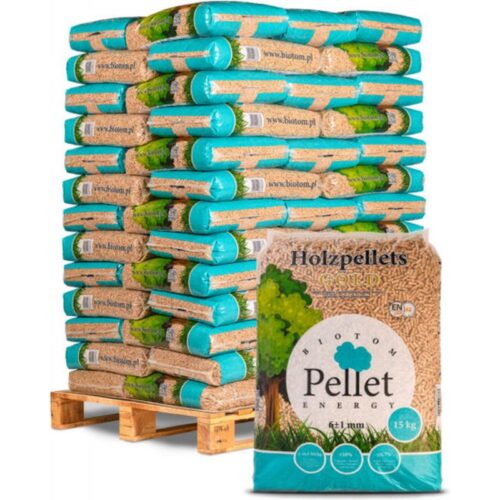 Pellets de madera – 100% madera blanda con certificación EN Plus A1, 16 bolsas de 15 kg cada una