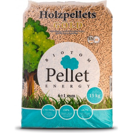 Pellets de madera – 100% madera blanda con certificación EN Plus A1, 16 bolsas de 15 kg cada una