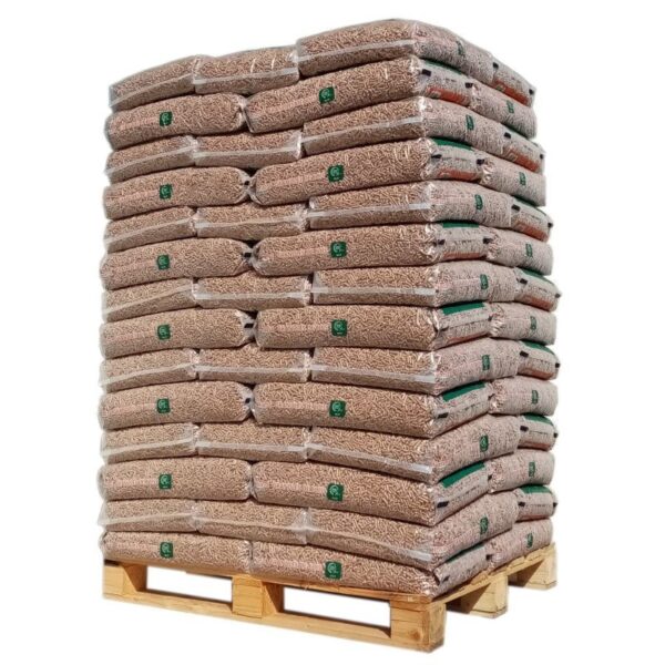 Pellets energéticos naturales – palé con 70 bolsas de 15 kg cada una