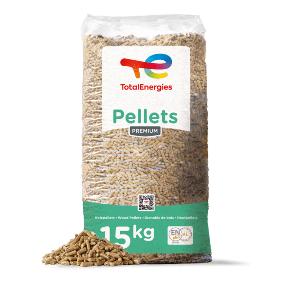 Pellets de madera premium de 6 mm, 15 kg x 65 bolsas, palé de 975 kg, ENplus A1