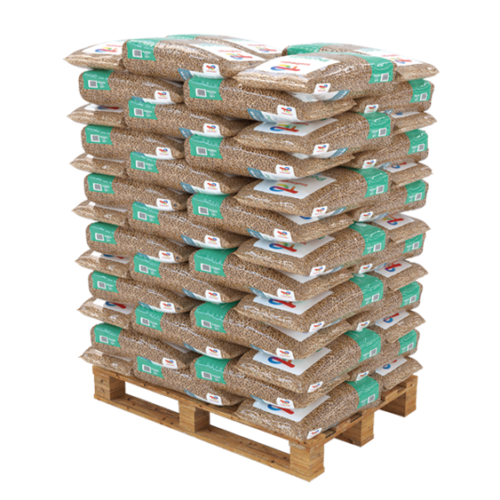Pellets de madera premium de 6 mm, 15 kg x 65 bolsas, palé de 975 kg, ENplus A1